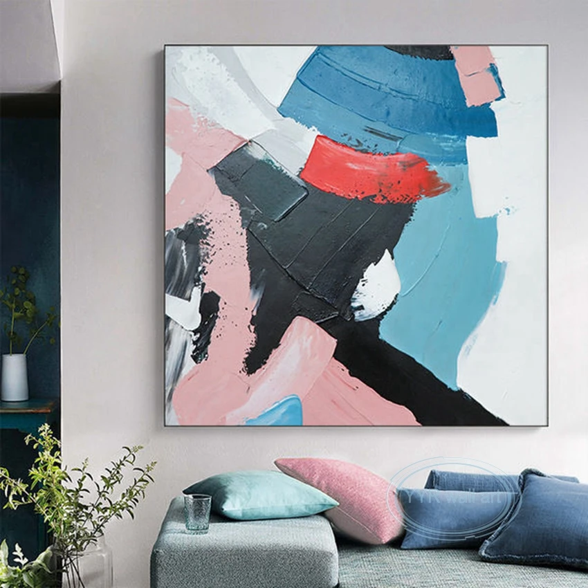 

Новый настенный художественный холст с абстрактной текстурой, акриловый декоративный плакат ручной работы, картина маслом для гостиной, ди...