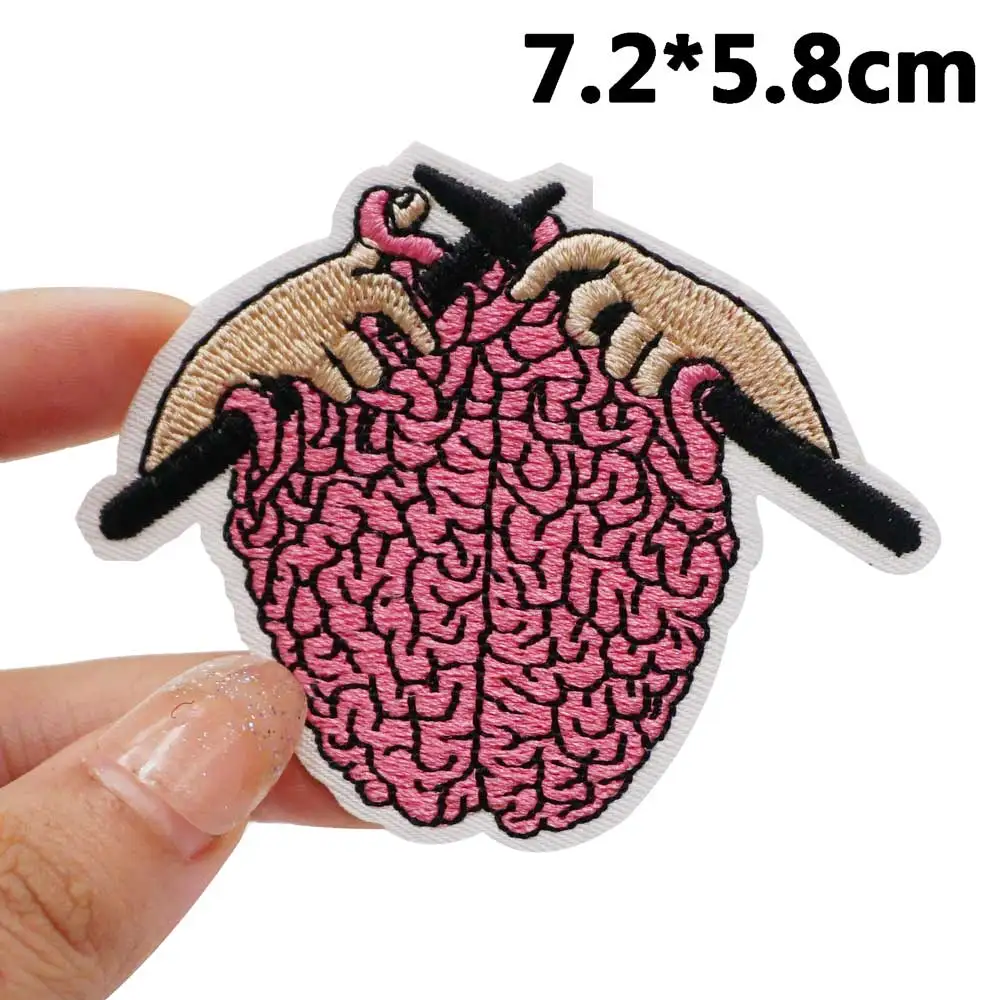 Мозговая искусственная швейная этикетка панк Байкерская лента рок одежда значки