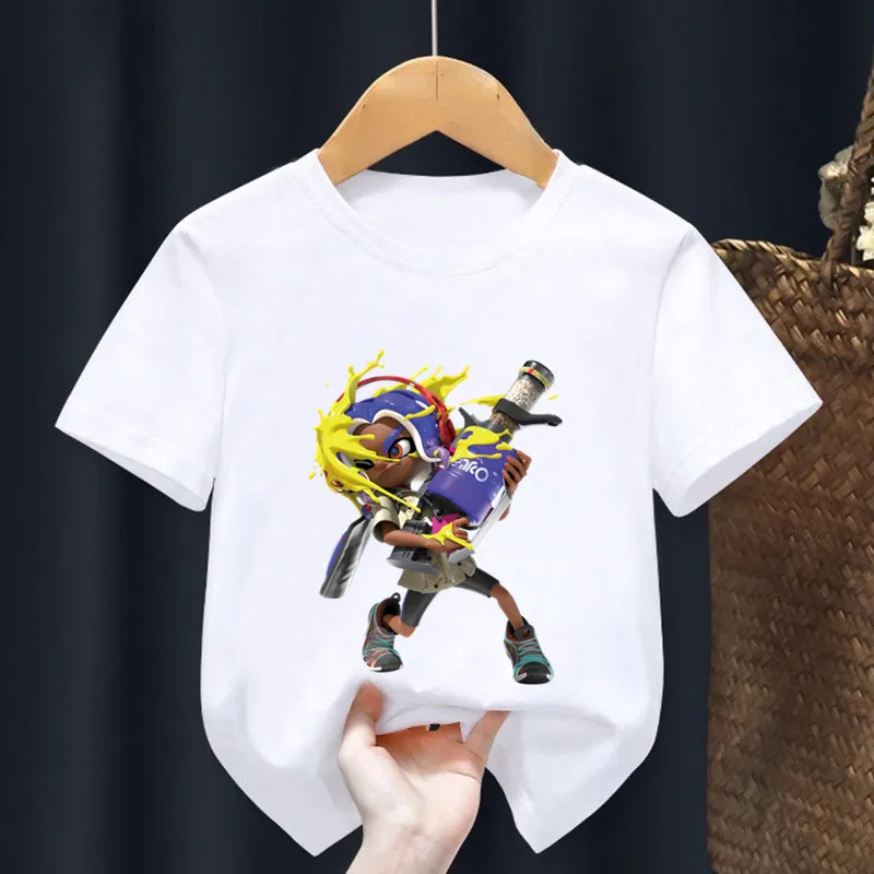 Лидер продаж, Детская футболка с принтом игры Splatoon 3 Octolings Splatlands, детская одежда, летние Мультяшные топы для девочек, футболка для маленьких мальчиков