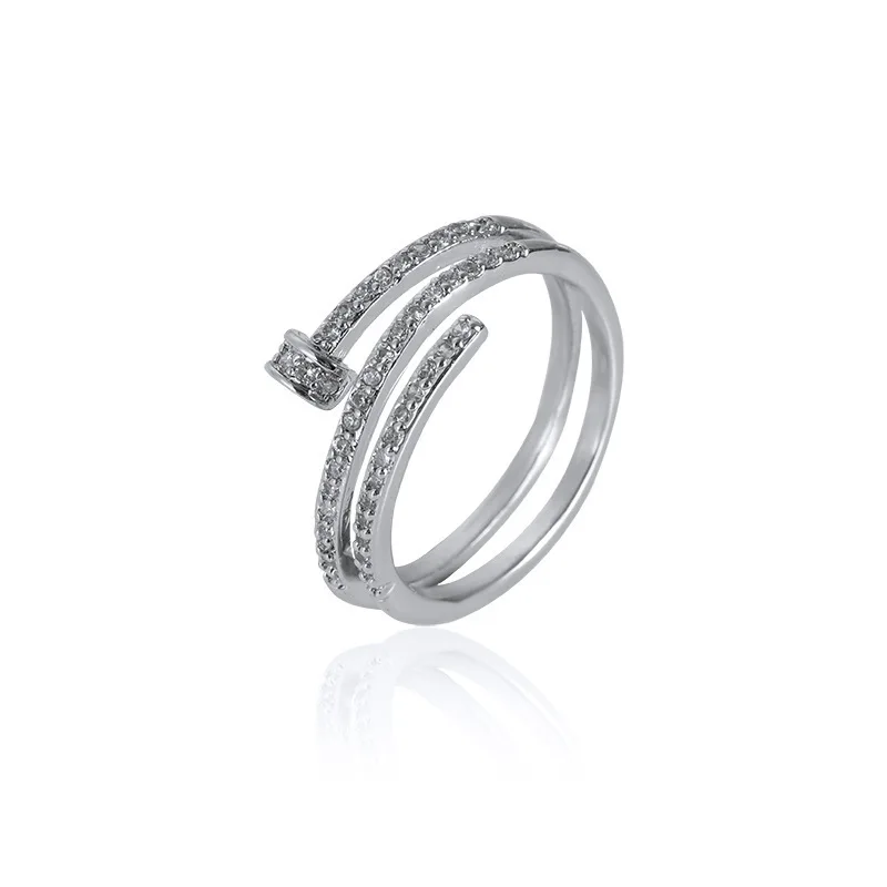 

Irregular Fashion OL Light Luxury Diamond Rings Personality Alternative Design Micro-set Platinum Adjustable Ring Accessories