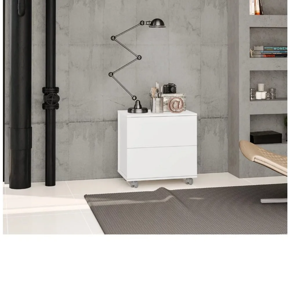 

Белый мобильный шкаф для хранения с 2 выдвижными ящиками, используется для спальни, кабинета, офиса, общежитий