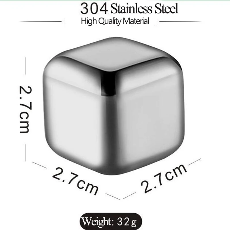 

Wine Ice For Whiskey Cooling Pcs 4/6/8 Wine Tool Chilling Cube Chilling Set Stainless Steel Party Bar Reusable Cubes Stones Rock
