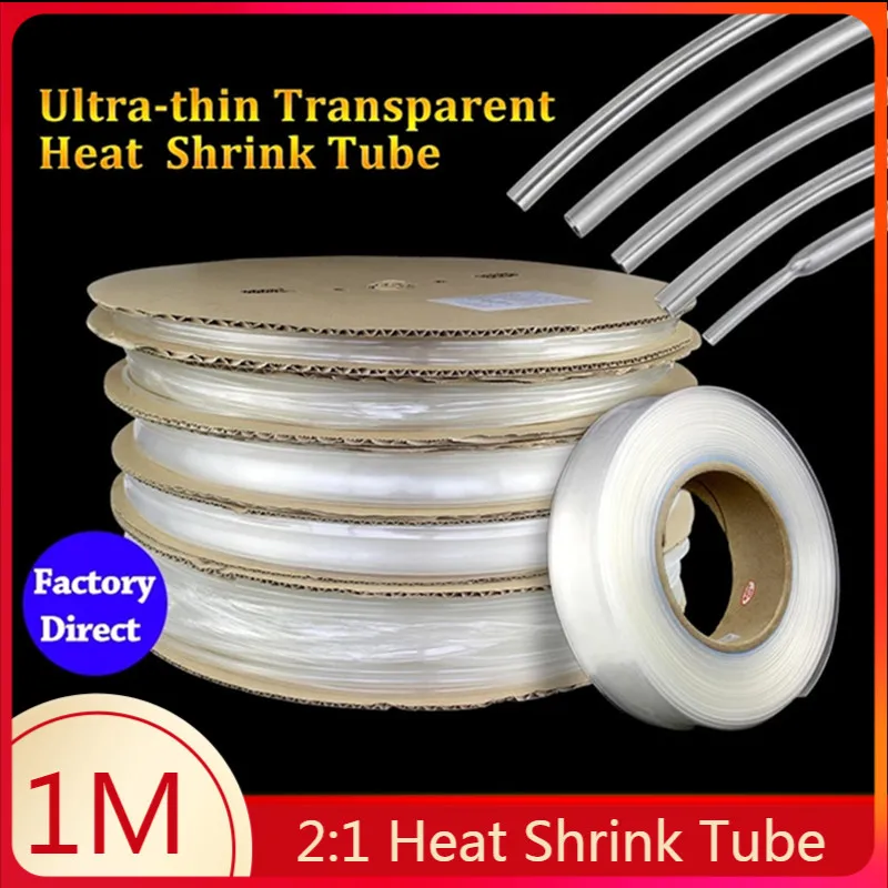 

1 Meter Transparent Clear Heat Shrink Tube Shrinkable Tubing Wrap Wire Kits 2:1 Heat Shrink Tube Wrap Wire Sell DIY Connector