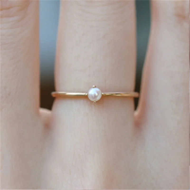 

Pearl Rings For Women Gold Color Wedding Engagement Dainty Jewellry Zircon Romantic Fashion Jewelry