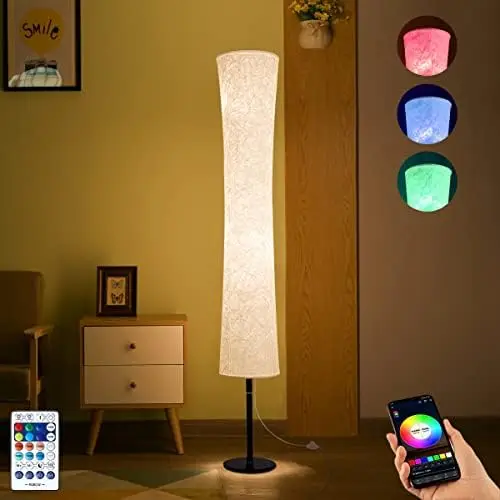 

Floor Lamp,RGBCW 2700K-6500K,APP & Remote&Smart Voice Control, 2 X 60W Equivalent, No Hub Required,Compatible with Alexa
