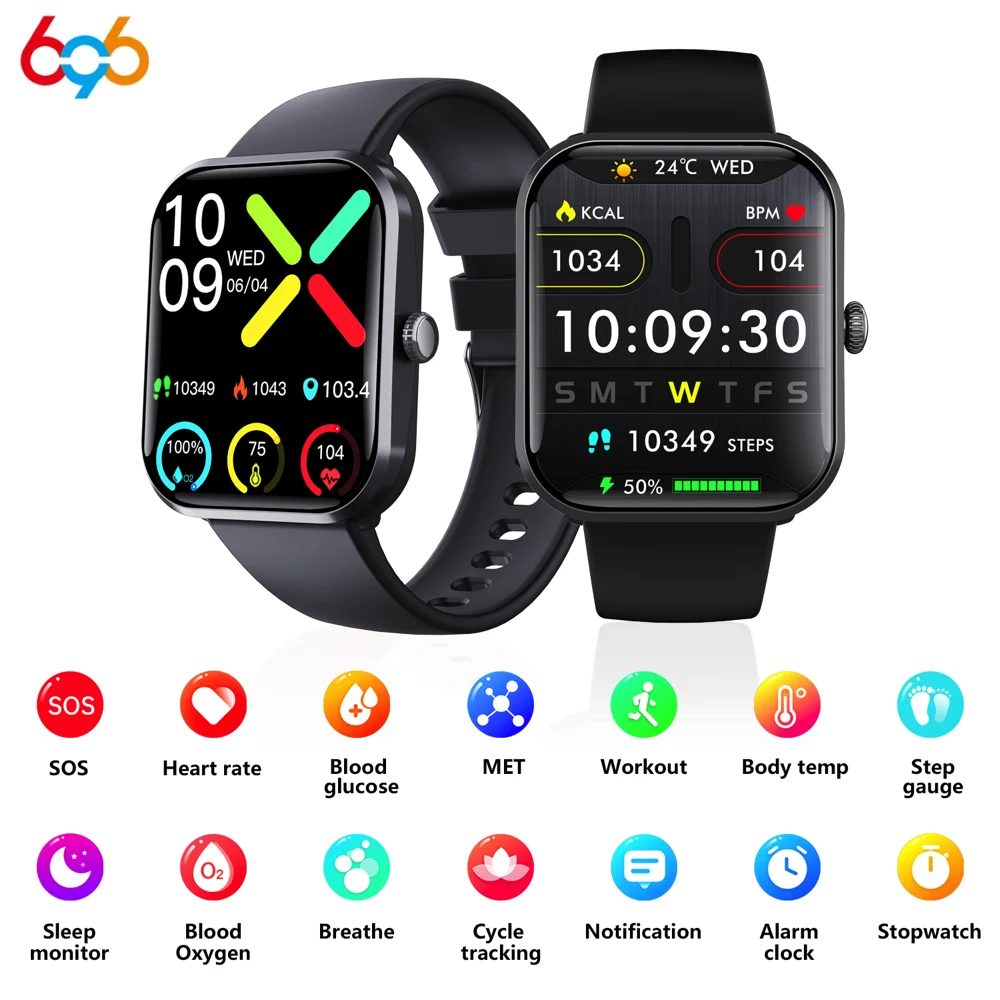 SOS Смарт-часы для мужчин и женщин BT Call Smartwatch Фитнес-монитор Водонепроницаемый 108+