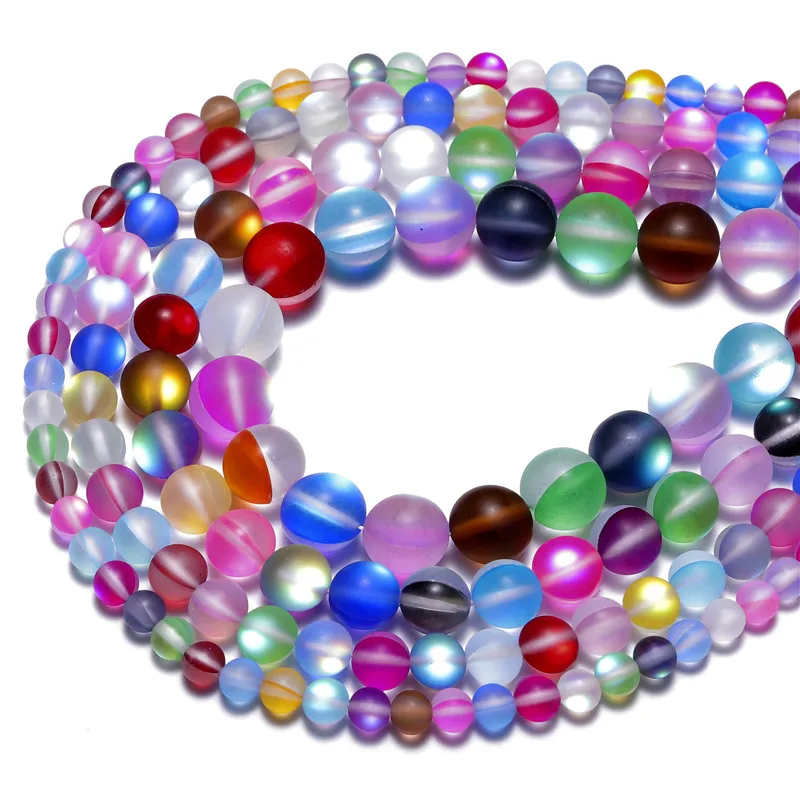 Яркие матовые блестящие бриллиантовые бусины с лунным камнем для изготовления