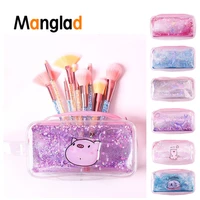 manglad new cartoon mermaid pig flower quicksand oil laser transparent creative makeup bag pencil case stationery penci pouch