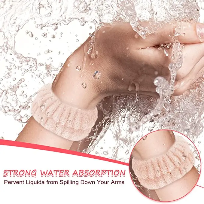 

8Pcs Wrist Washband Solid Color Flexible Face Cleaning Wash Towel Band