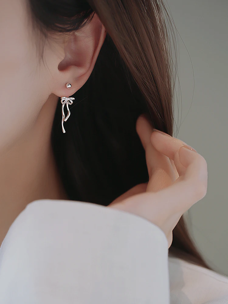 Серьги с бантом из ленты легкие роскошные высококачественные серьги новинка 2024