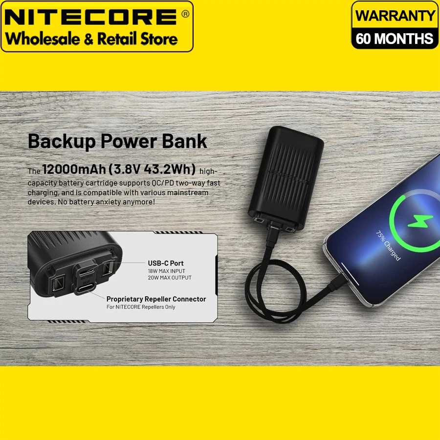 Фото NITECORE EMR25 Многоцелевой портативный электронный ультразвуковой отпугиватель вредителей и внешний аккумулятор для кемпинга, рыбалки и дома №5