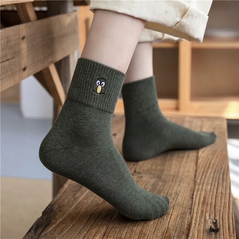 10 Pairs/Pack Women Cartoon Socks Cute Freak Hippie Expression Cotton Long Socks Happy Skateboard Socks