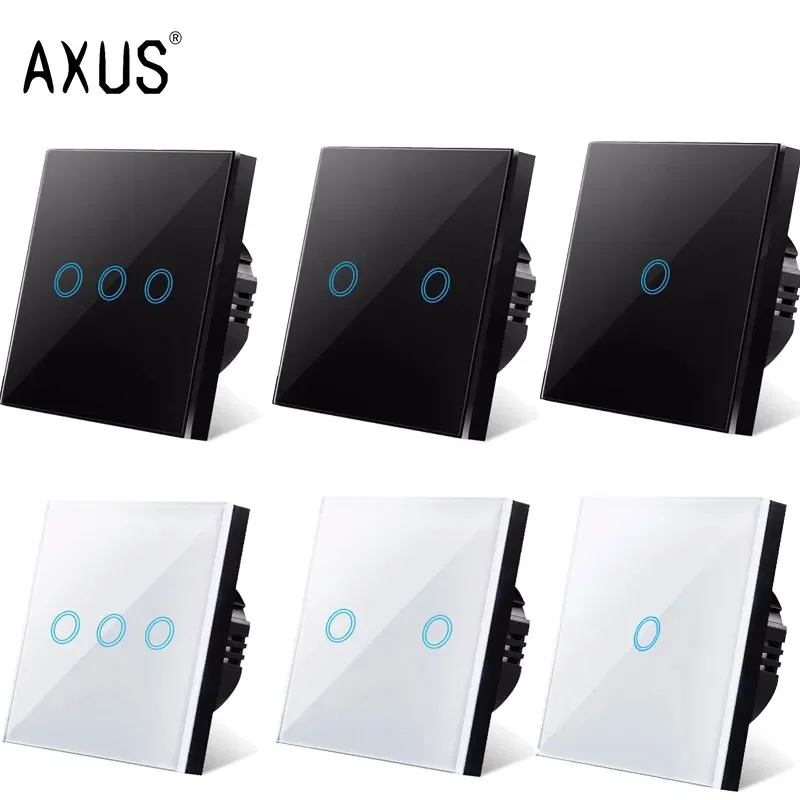 

NEW2023 AC110-220V Touch EU Standard White Crystal Glass Panel Light sensory wall lamp touch Switches LED backlight