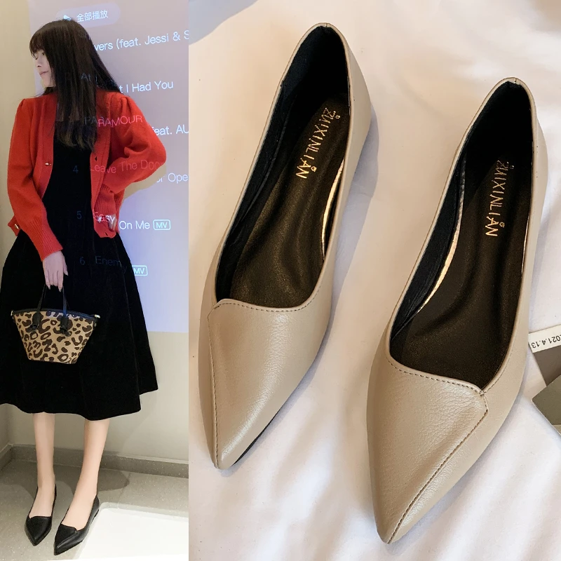 Кожаные туфли 35–40 цветные балетки без шнуровки женские на плоской подошве