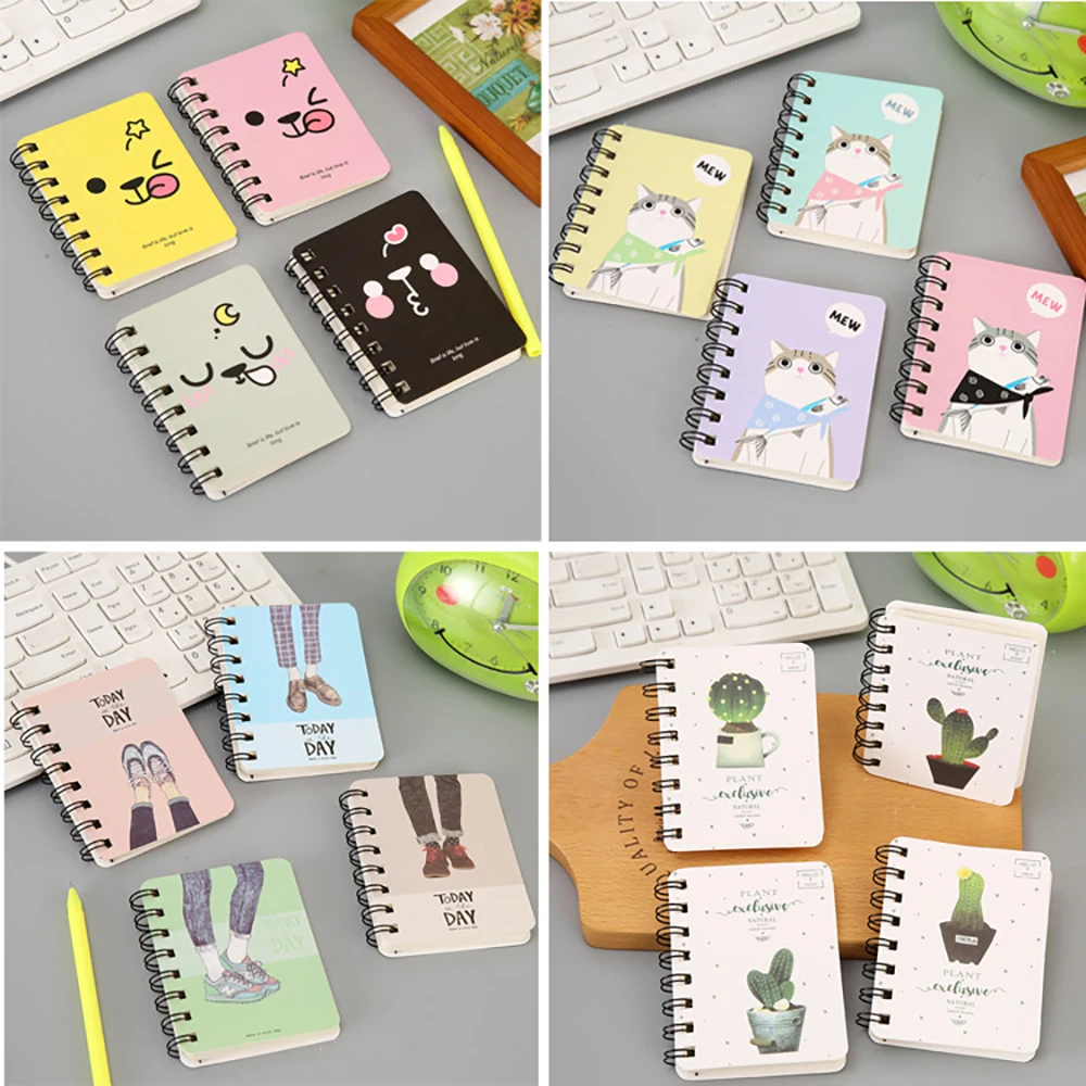 

A7 Cartoon Cute 80Sheets Coil Book Portable Pocket Notebook Notepad Student Diary Exercise Book School Office Supply Stationery