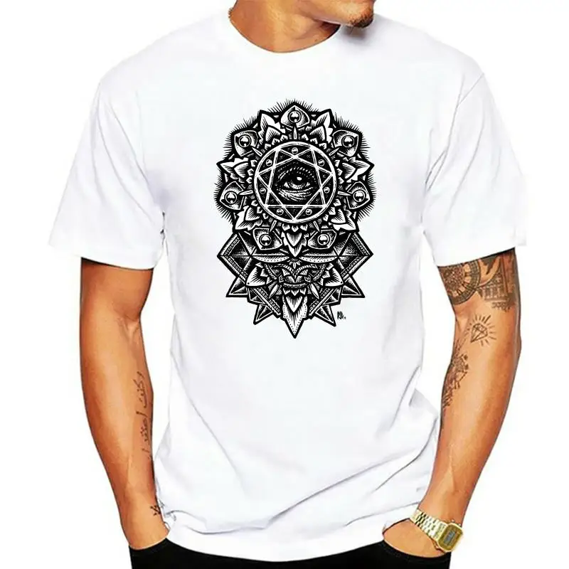 

Eye Of God Flower Mandala T Shirt Sacred Geometry Occult Pointillism Stippling Neotraditional Traditional Tattoo Geometric