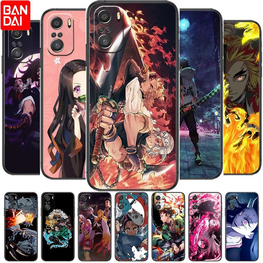 

Anime Demon Slayer Phone Case For xiaomi redmi 11 Lite pro Ultra 10 9 8 MIX 4 FOLD 10T Black Cover Silicone Back Prett