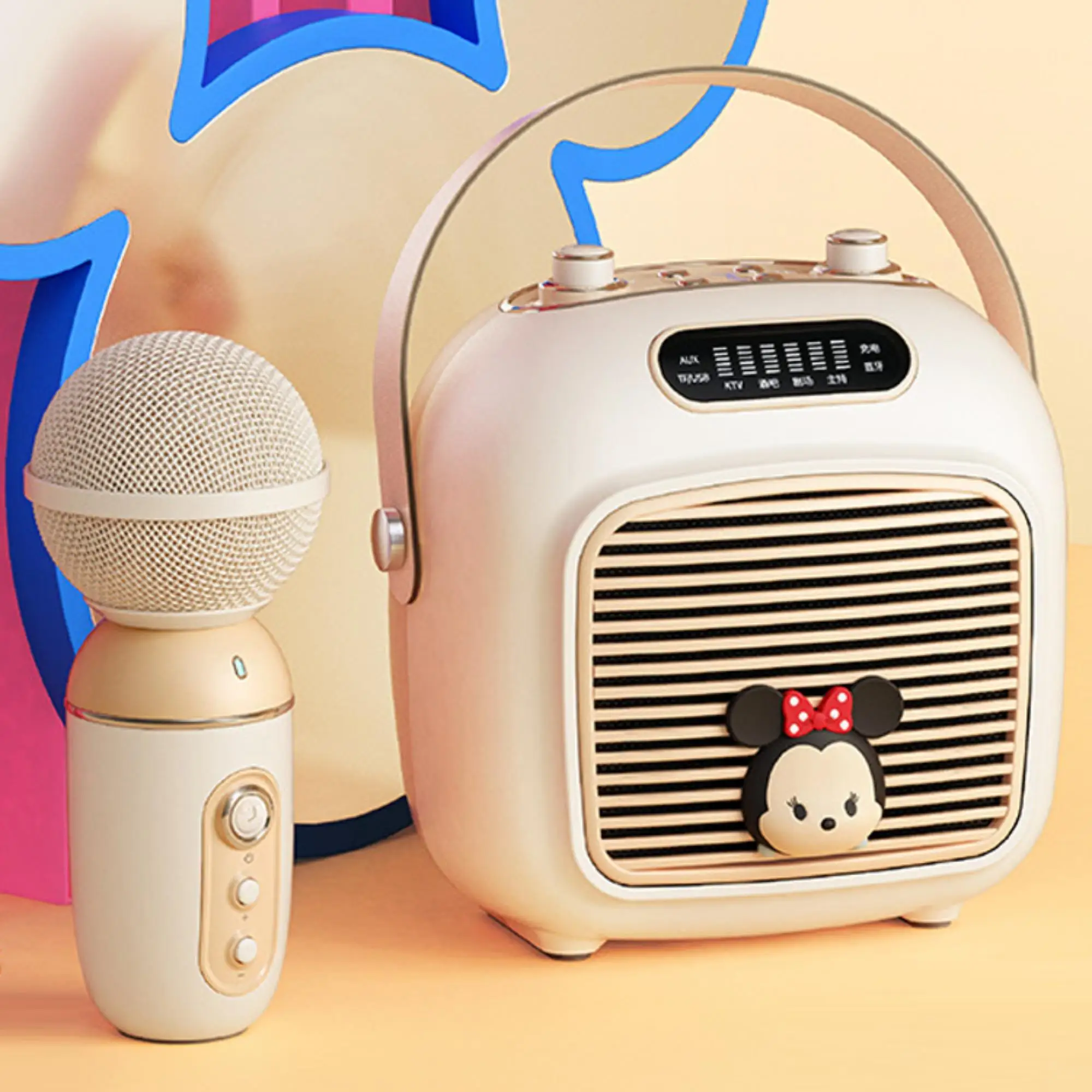 

Anime Disney Lotso Mickey Minnie Series Bluetooth Speaker Karaoke Microphone Kawaii Portable Wireless High Sound Quality Sound