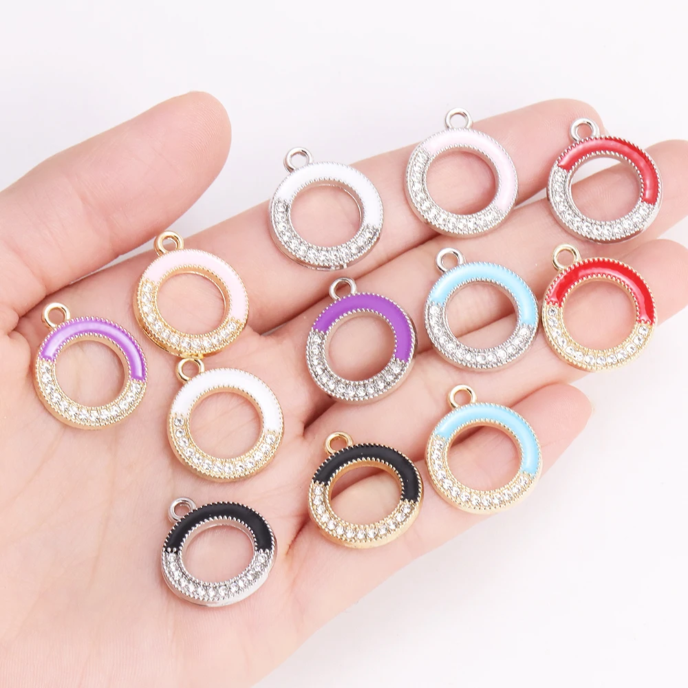 10 шт. круглые подвески с эмалью 21 х17 мм