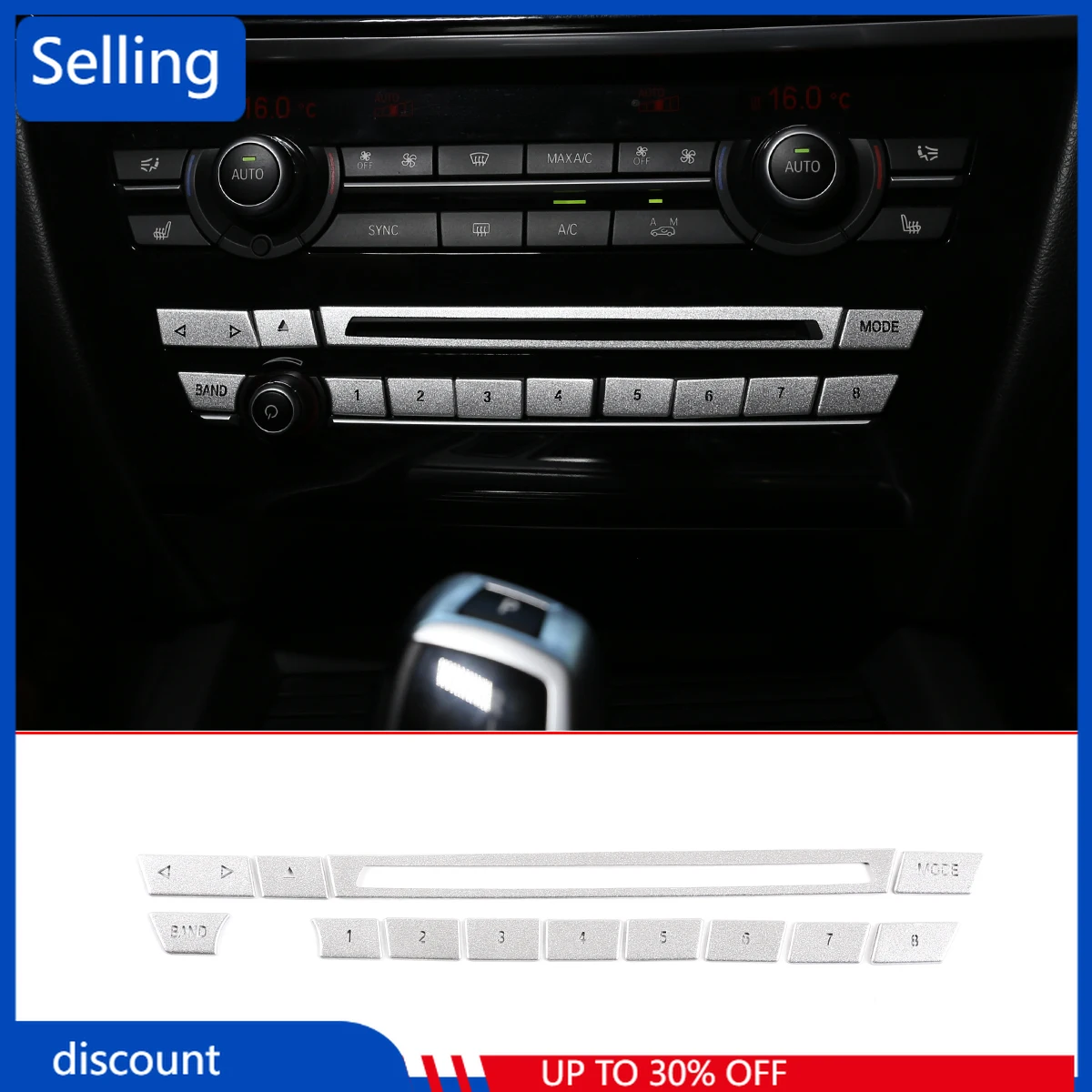 

For 2015-2018 BMW X5X6 F15 F16 Central Control CD Fast Digital Button Decoration Sticker Stainless Steel Interior Modification