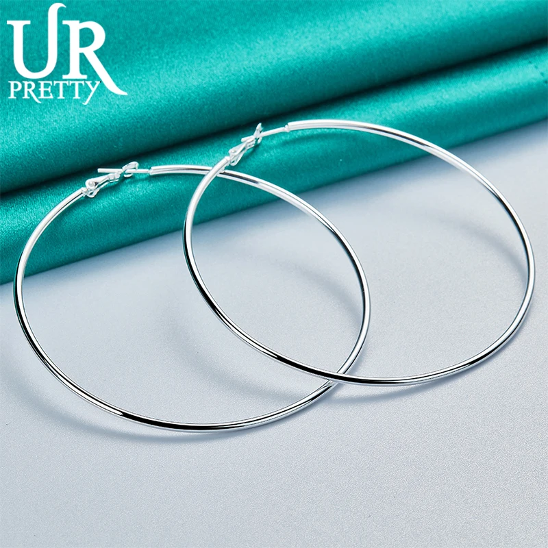 

URPRETTY 925 Sterling Silver Stylish And Adjustable Circle Design Earring For Women Fashion Wedding Engagement Party Jewelry