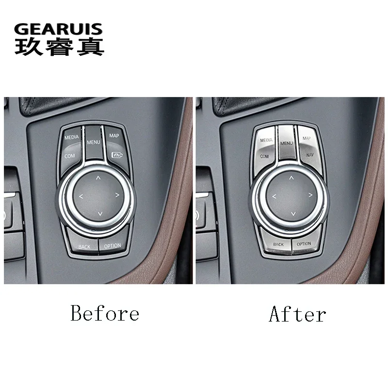 Фото Для BMW X1 F48 X2 F39 2020-2022 Автомобильная мультимедийная ручка, кнопка меню, крышка переключателя, наклейка, декоративная отделка, авто аксессуары для интерьера №4