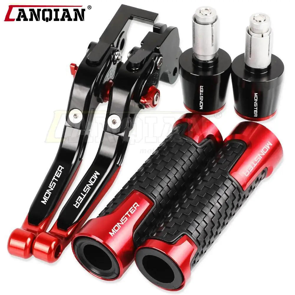 

695 MONSTER Motorcycle Accessories CNC Adjustable Brake Clutch Levers Handlebar Hand Grips Ends For DUCATI 695MONSTER 2007 2008