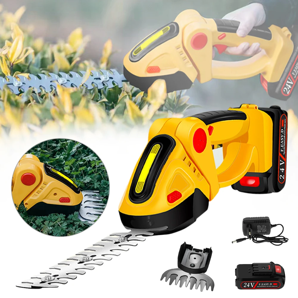 

Electric Hedge Trimmer 2 In 1 24V Li-ion 15000RPM Cordless Grass Trimmer Lawn Mower Garden Pruning Shears No battery