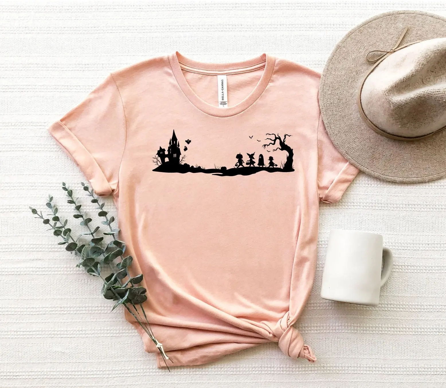 Хэллоуин страшная ночь футболка тема ужас ведьма дом город