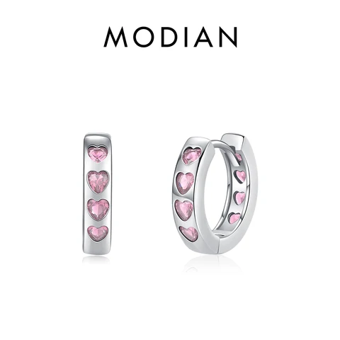 Серьги-кольца Modian из серебра с цирконами