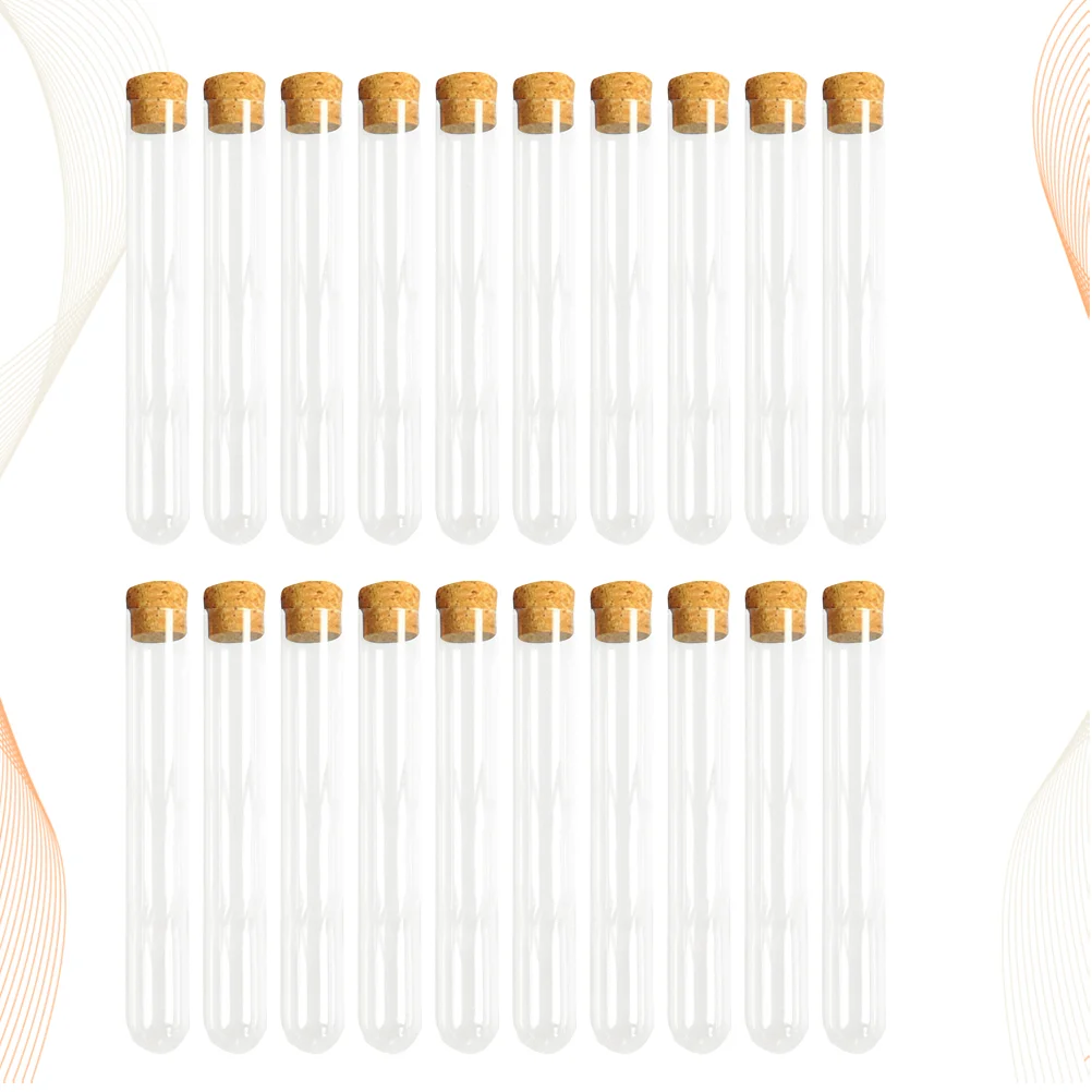 

30PCS Clear Test Tubes with Cork Stoppers Plastic Test Bottle Storage Bottle for Scientific Experiments