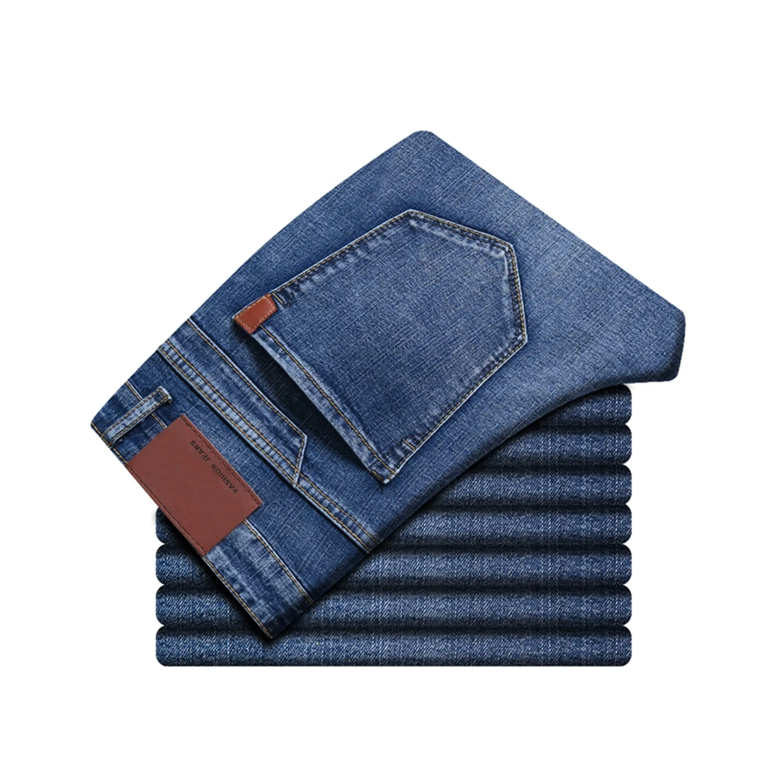 

Мужские прямые джинсы стрейч, классические синие джинсы, весна-осень 2021