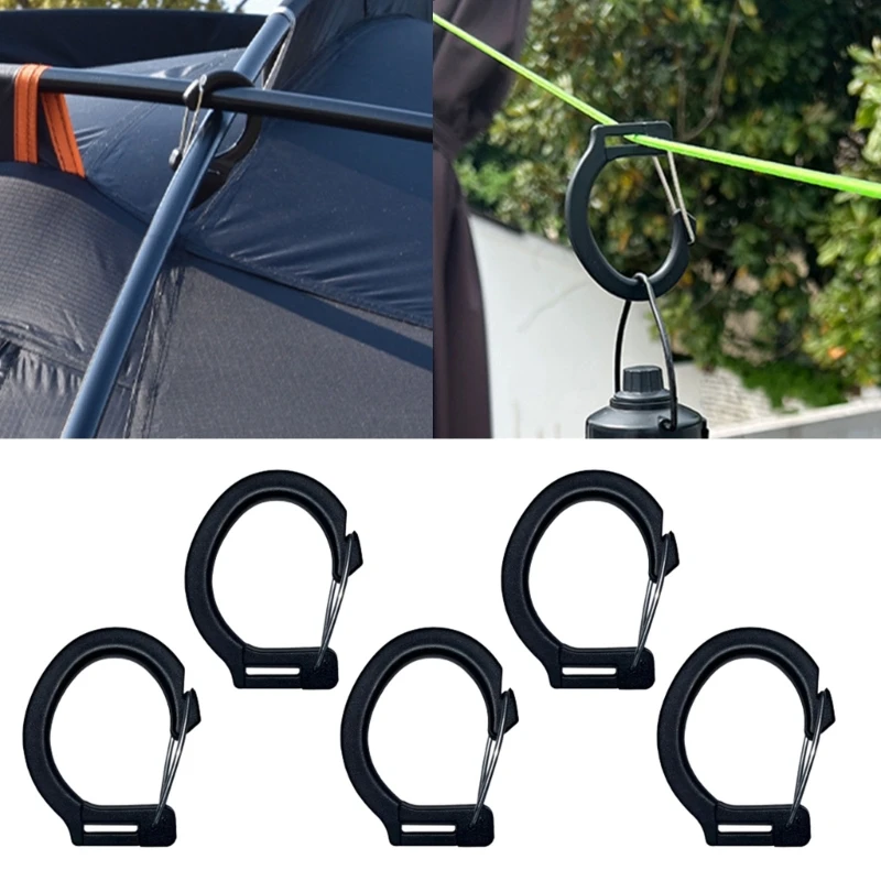 

E8BF 5Pcs Nylon Plastic Snap Hook Camping Carabiner Buckle Tent Accessory Snap Hooks