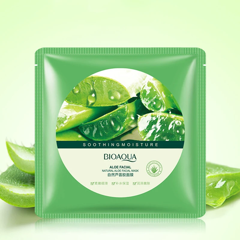 

BIOAQUA Natural Aloe Vera Gel Face Mask Skin Care Moisturizing Oil Control Wrapped Mask Shrink Pores Facial Mask