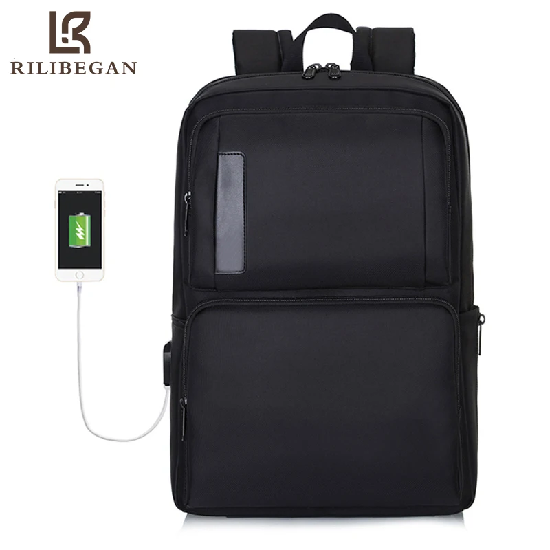 

Fashion Usb Charging Men 15.6 Inch Laptop Backpack Bag Black Waterproof Travel Backpack Business Backpacks Large Capacity Bags