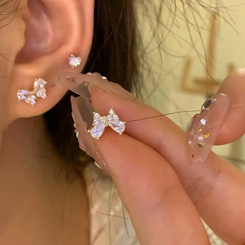 4 шт./комплект женские серьги-гвоздики в виде сердца