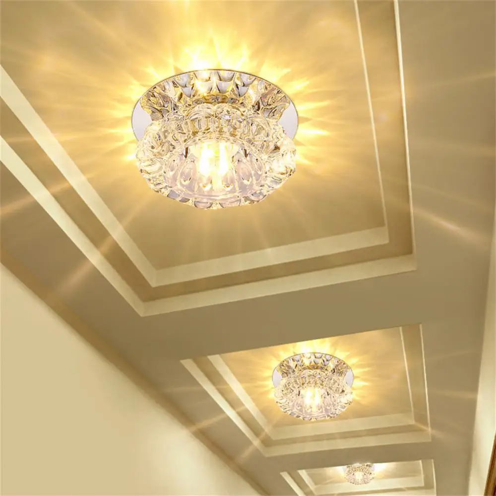 

Downlight Crystal Ceiling Light 3W Three-color Dimming Led Ceiling Light Embedded Living Room Colorful Lamp Corridor Aisle Light