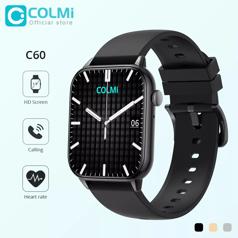 

C60 Smartwatch 1.9 inch Full Screen Bluetooth Calling Heart Rate Sleep Monitor 19 Sport Models For Men Women