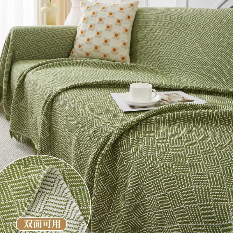

Современное минималистичное однотонное покрывало для дивана в стиле INS, двухстороннее Хлопковое одеяло из пряжи, цельный чехол для дивана и подушки, чехол с полным покрытием