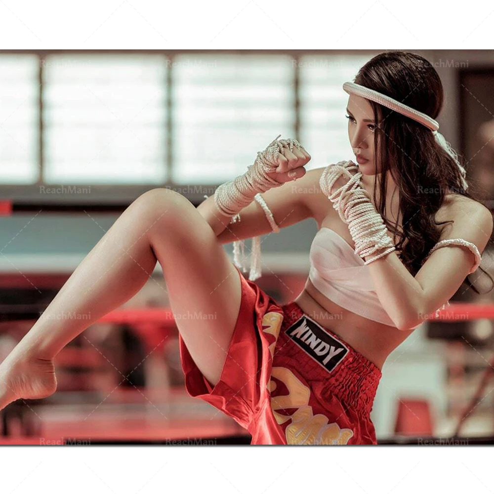 Боксерская тренировка женский боксер боксерский мотивационный холст настенный