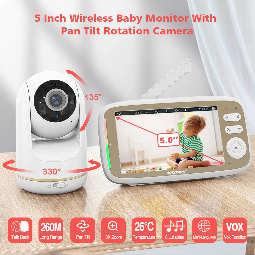 

Монитор для малышей VB803, 5 дюймов, 720P, с камерой