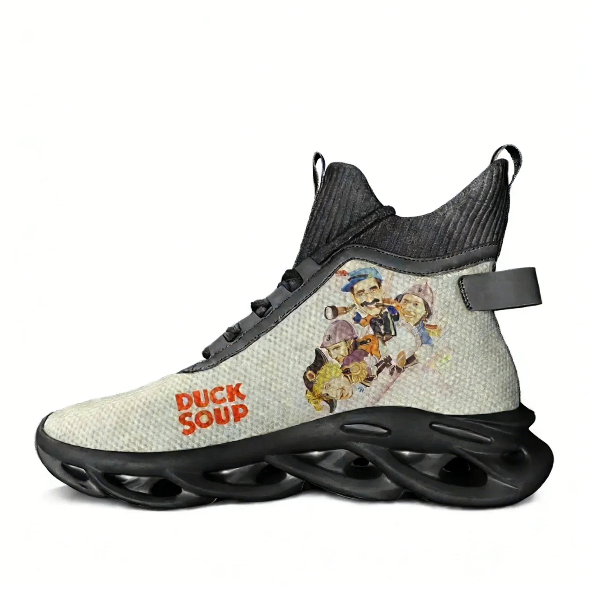 Фото Кроссовки Duck Soup High Top Flats: мужские и женские спортивные кроссовки высокого качества, модные кеды на шнуровке, сетчатая обувь, индивидуальный дизайн №1