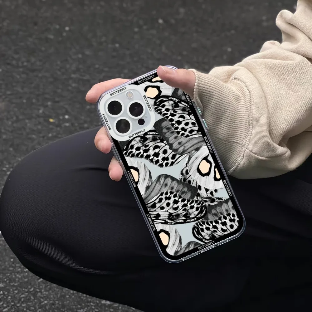 Colorful Butterfly Phone Case Phone Case For iPhone 11 12 Mini 13 14 Pro Max Transparent Shell