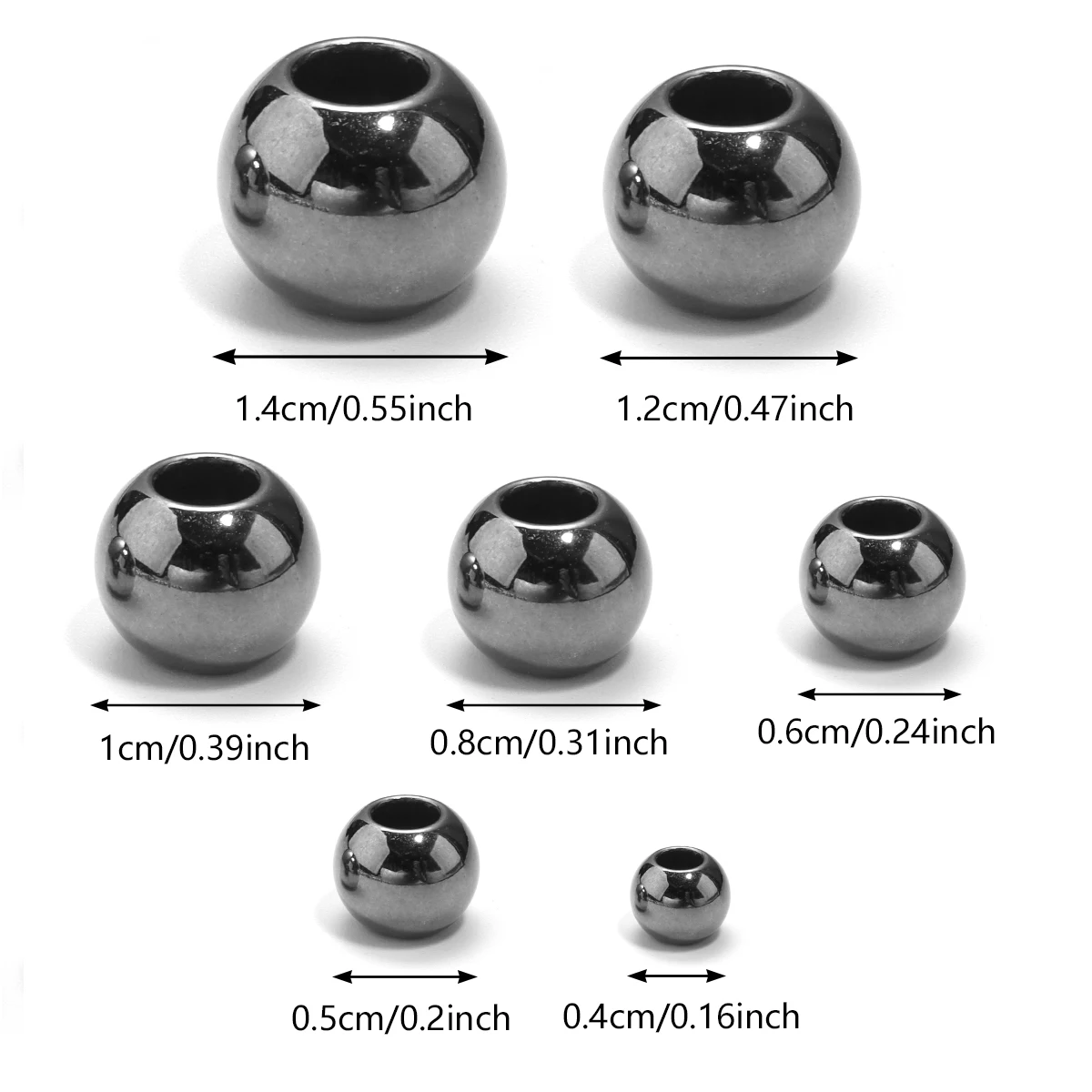 Круглые бусины с большим отверстием для ювелирных изделий 4-14 мм 20-200 шт.