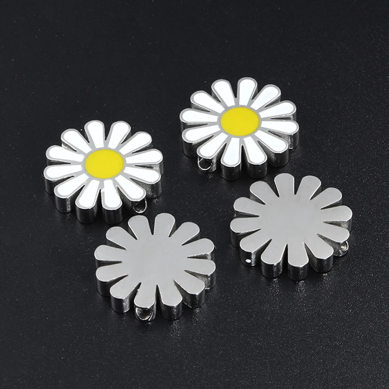Fashion Daisy Flower Pandent Beads For Jewerly Making StainlessSteel DIY Man WomenNecklace Bracelet Ornament Supplies Accessorie