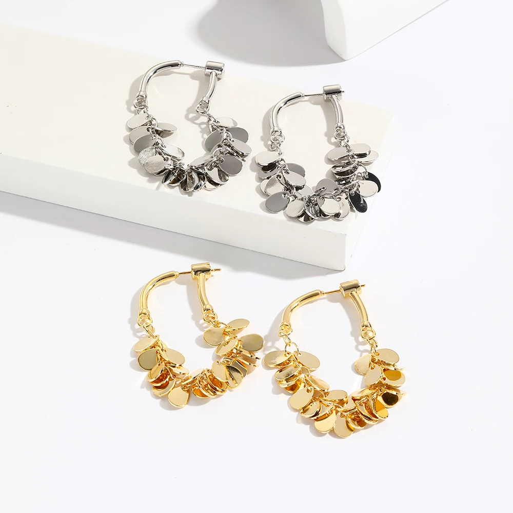 

Fashion Tassel Sequins Anti Fading Alloy Sequin Chain Tassel Dangle Earrings For Women Drop Earring Gold Color Jewelry