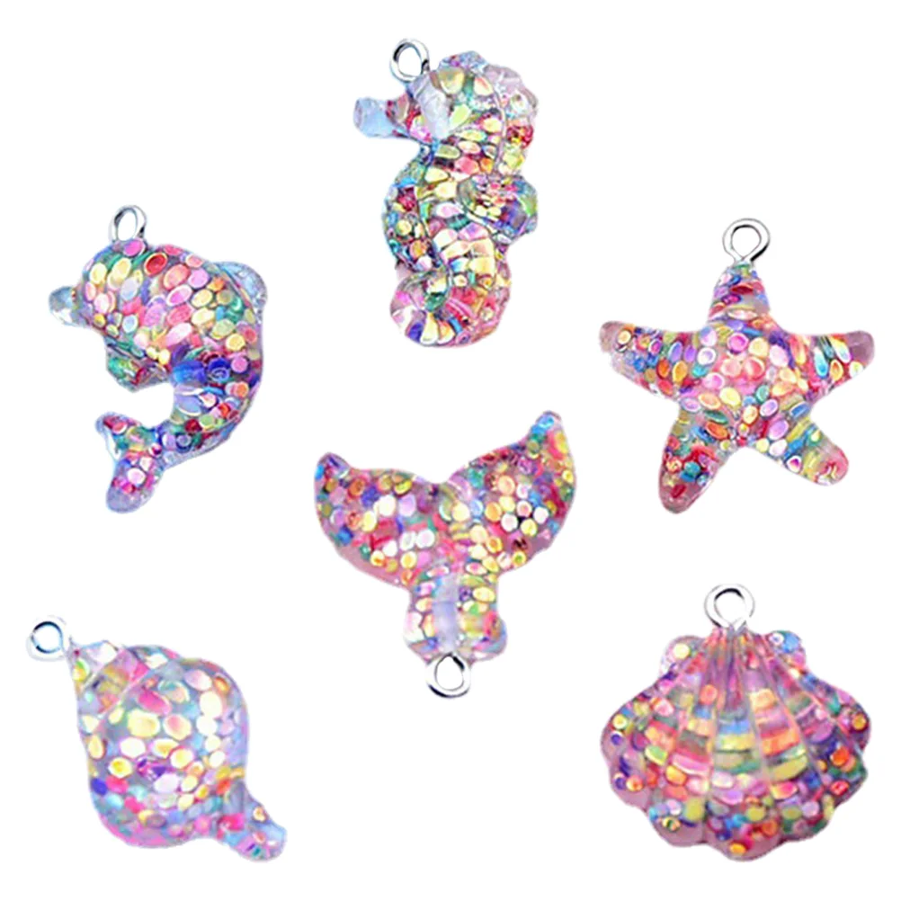 

6pcs Jewelry Making Findings Bracelet Necklace Earring Ocean Theme Sequin Pendants