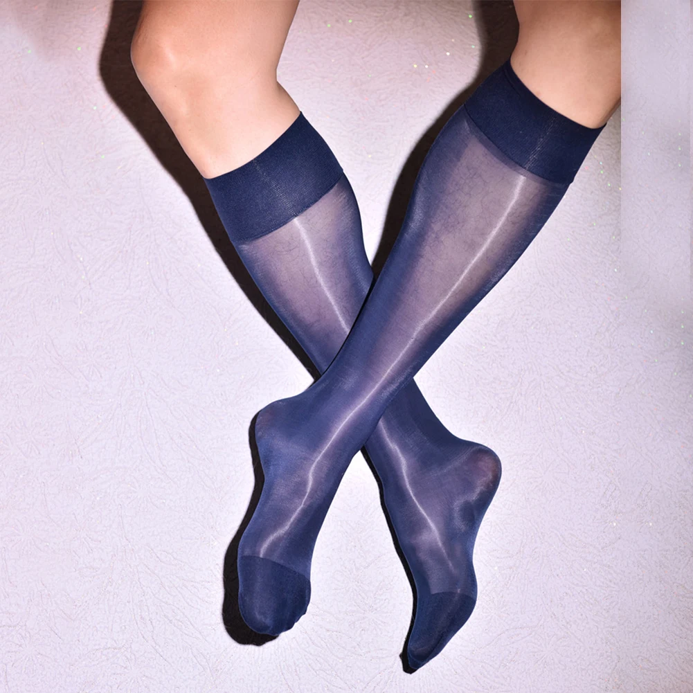 

Mens Sexy Oil Shiny Glossy Stockings High Stretch Knee High Long Socks Sheer Hoisery Pantyhose Sissy Breathable Stockings