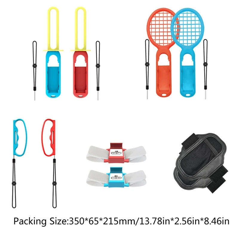 

Somatosensory Sports 10 in 1 Set Dance Wrist Strap Leg Straps Lightsaber Grip Tennis Racket Compatible with NS Switch DXAC