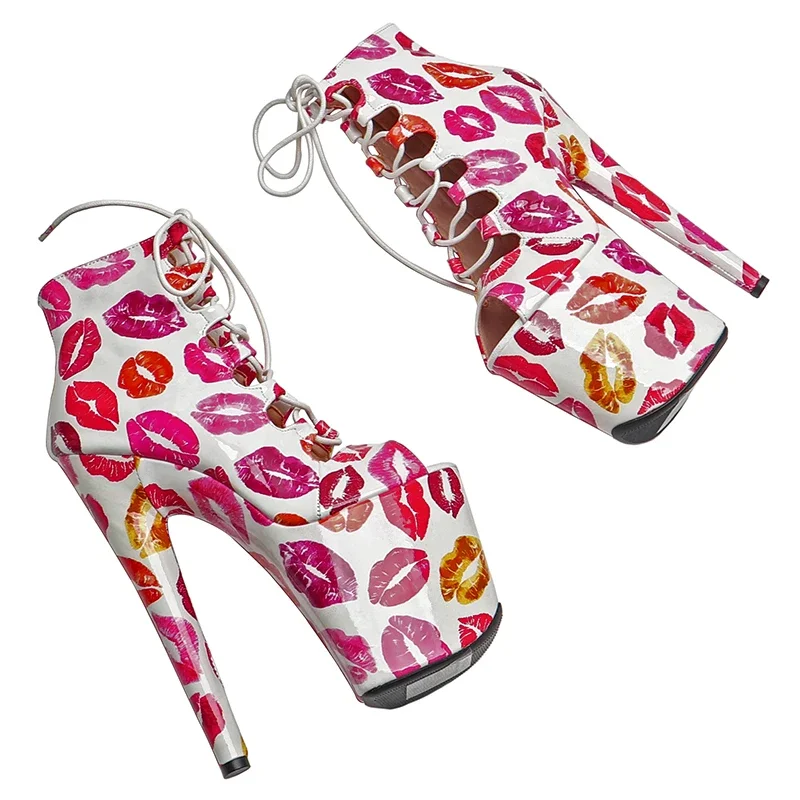 Ботинки Leecabe из искусственной кожи с принтом губ пинетки на высоком каблуке и